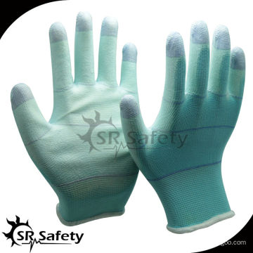 SRSAFETY nylon azul pu cubierto seguridad trabajo guantes / mano guantes